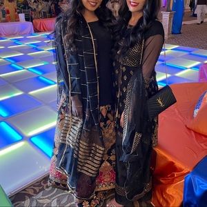 Moazzam Pakistani Black and Gold 3 Piece Suit